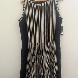 NIC+ZOE Black and White Striped Midi Dress
